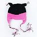 Womdee(TM) Cute Handmade Toddler Baby Boys Girls Owls Crochet Knit Woolly Cap Ear Flap Hat-Black&Roseo With Womdee Accessory Necklace
