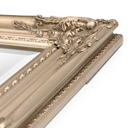 Wand-Spiegel im Barock-Rahmen Antik Silber mit Facettenschliff 64×84 cm / Spiegelfläche 50×70 cm - 4