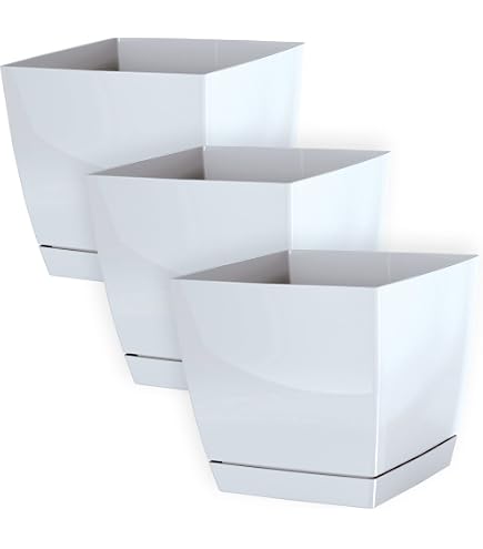 Vaso da esterno quadrato 35 h cm tutta capienza in polietilene crema - Bondy