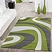 Produktbild T&T Design Designer Teppich Modern Kurzflor Mallorca mit Wellen Muster in Grün Schwarz Weiß, Größe:160x230 cm