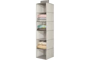 mDesign armoire à suspendre – armoire en tissu pratique pour la chambre, la cuisine ou la salle de bain – étagères suspendues pour les vêtements, les chiffons et autres accessoires – taupe/nature