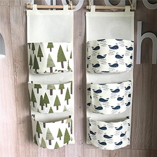 Fieans Hängende Tasche, Bad Wand Utensilo,Multifunktionale Wohnzimmer Schlafzimmer Hängenden 3 Taschen-Wal - 5