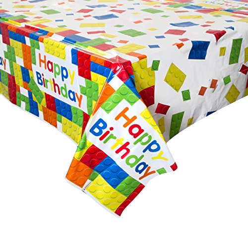Unique Party 58233 Bausteine Geburtstag KUNSTSTOFF Tischdecke, 7 ft x 4.5 ft - 2