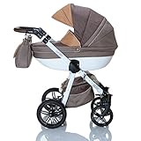 LCPKIDS Lucato 3in1 Kombi Kinderwagen Komplettset Babywanne Buggy Autositz Babyschale 0-13 kg Leder Edition - 3