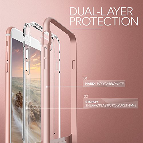VRS Design Funda iPhone 7 Plus Carcasa Transparente  Oro Rosa  Flexible TPU Protecci  n de Grado Militar Carcasa Choque Absorci  n  Kickstand  Crystal Bumper  para Apple iPhone 7 Plus 2016