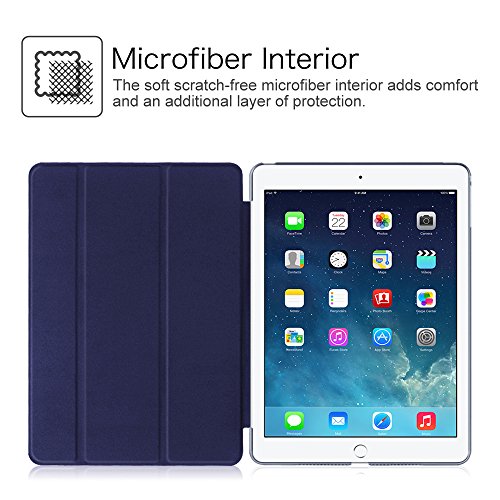 Fintie iPad Air 2 Hülle Case – Ultra Slim Superleicht Schutzhülle mit Lichtdurchlässig Rückseite Abdeckung Smart Cover Tasche mit Auto Schlaf / Wach und Standfunktion für Apple iPad Air 2 / iPad 6, Marineblau - 9