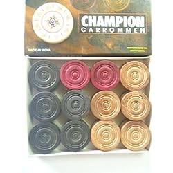 Carrom Coin Set of 24 Coins Sheesham Wood Champion Carrom Coins + Striker