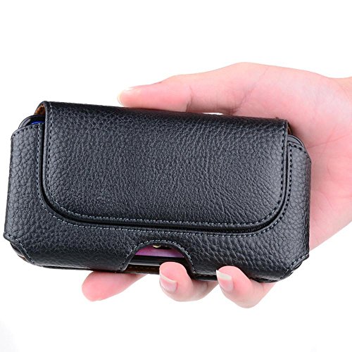 Semoss Cover per Cellulari Universali da Pelle per iPhone X / iPhone 10 Custodia da Cintura Wallet Portafoglio Cuoio Flip Case Cover Sport con Clip e Chiusura Magnetica Nero 15 X 8 cm