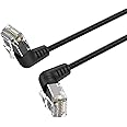 VENTION Cat.6A UTP Ethernet Patch Cable 10Gbps Transmission Rate Right Angle and 360 Rotate plug Oxygen-free Copper (Black, 2 M)