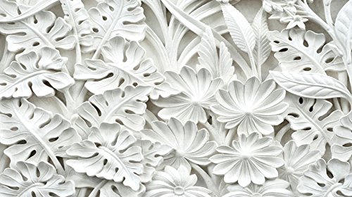 Vlies Fototapete 500×280 cm – Top – Tapete – Wandbilder XXL – Wandbild – Bild – Fototapeten – Tapeten – Wandtapete – Wand – Blätter weiß f-B-0058-a-a - 2