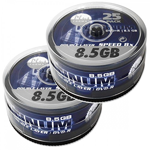 50 (2x 25Stk) Platinum Rohlinge DVD+R DL 8,5GB 8x *Spindel*