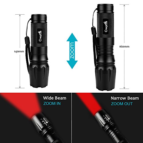 Superhelle CREE LED Taschenlampe CrazyFire Rotlicht LED Taschenlampe,LED 1000 Lumen Mit Einstellbarem Fokus(Does not include batteries) – Rot licht - 4