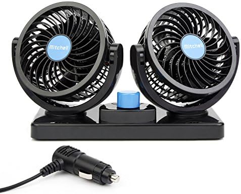 ChiTronic® Dual Head Rotatable Car Vehicle Air Cooling Fan - Dashboard &amp; Console Stick-On, A/C Quick Cooling, Smoke Smell Ventilation, 2 Speed Control, 1.8M Cord (12V)