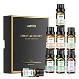 VicTsing Essential Oils Gift Set for Aromatherapy (8 x 10ml), 100% Pure Scented Oils for Oil Diffusers- Lavender, Lemongrass, Tea Tree, Sweet Orange, Eucalyptus, Peppermint, Rosemary, Frankincense