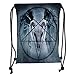 Produktbild Trsdshorts Drawstring Backpacks Bags,Horror House Decor,Artwork with Pentagram Icon Goat Skull Devil Dream Hoody Figure Exorcist Image,Blue Soft Satin,5 Liter Capacity,Adjustable String Closu