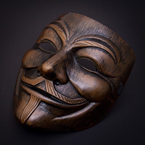 Luxus V wie Vendetta Maske Guy Fawkes Anonymous Replika Demo Anti Mask in Gold-Bronze - 3
