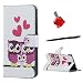 Produktbild Huawei Y6 II Compact / Huawei Y5 II Hülle, Alfort 3 in 1 Schutzhülle Leder Hülle Flip Wallet Fashion Design Dual Use Falten Premium PU Leder Tasche Case Cover Folio Mappen Kasten Abdeckung für Huawei Y6 II Compact / Huawei Y5 II / Huawei Y6 II Mini Smartphone Funktion Unterstützte Telefone mit Paar Owl ( Weiß ) + Netter Staub Stecker + Alfort Schwarz Stylus Pen