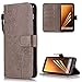 Produktbild FNBK Samsung Galaxy A8 2018 Hülle Leder Grau Löwenzahn Blumen Handyhülle Holster Leder Flip Wallet Cover Tasche Stand Case Card Slot Magnetverschluß Kratzfestes Schutzhülle