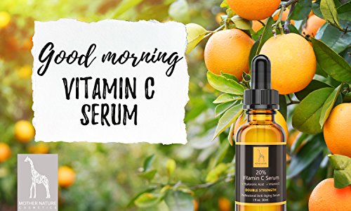 Vitamin C Serum – Mother Nature® | – für Gesicht || Hautpflege gegen fettige, trockene Haut, Falten, Altersflecken & Akne || Porenverfeinerer inkl. Hyaluronsäure, Vitamin E & Ferulasäure || 30ml - 4