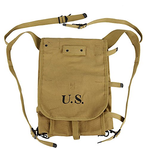 OLEADER WWII US Army M1928 Haversack Musette Bag Backpack WW2 with Shoulder Strap Khaki Canvas
