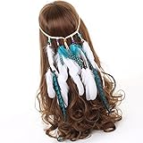 AWAYTR Stammes-Feder Boho Stirnband Perlen Niedlich maskerade Schick Kleid Kopfstücke Hippie Haar-Zusätze - 