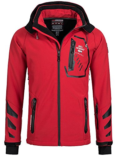 Geographical Norway Herren Softshelljacke Terouma abnehmbare Kapuze red/black L