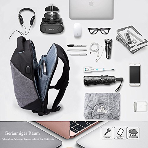 DTBG multifunktions Anti Diebstahl Rucksack mit USB Port Studenten Schule Rucksack leicht Daypack Business Backpack   15 Zoll Laptop Rucksack Computer