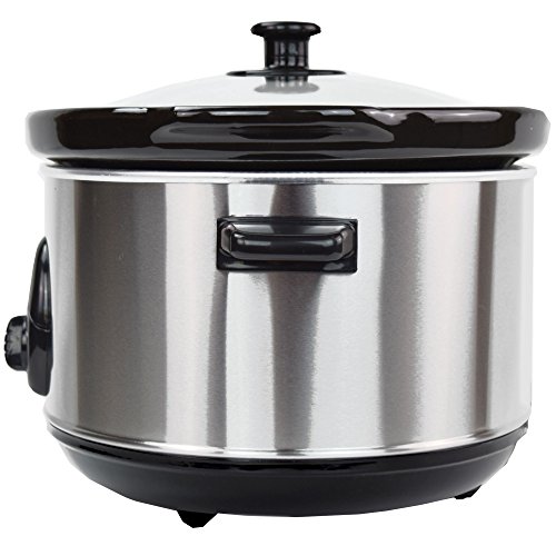 Syntrox Germany 4,5 Liter Edelstahl Slow Cooker mit Warmhaltefunktion, Sicherheitsglas und