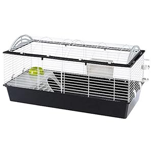 Ferplast Jaula para conejos CASITA 80  para conejillos de Indias y pequeños animales, accesorios incluidos, de alambre pintado blanco y plástico, 78 x 48 x h 50 cm
