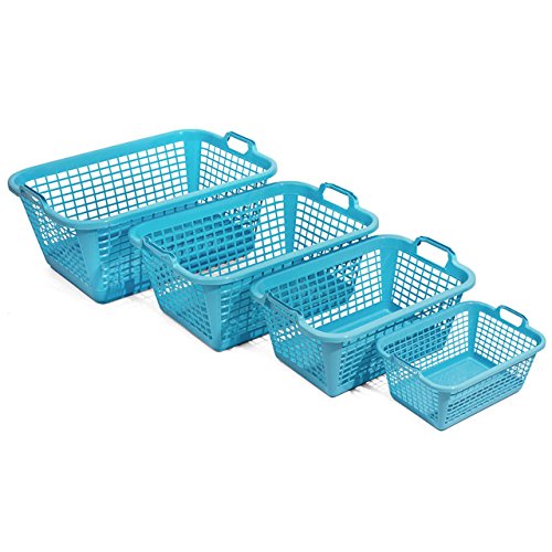 60L Wäschekorb Wäschebox von OKT blau Kunststoff Tragegriffe Sammelkorb Wäschesammler - 7