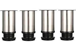 Drenky Regulowane nogi o wysokości 80 mm, nogi stołowe, nogi meblowe, szczotkowana stal nierdzewna, regulowana wysokość 0-15 mm, w zestawie ze śrubami ze stali nierdzewnej