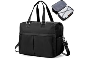 HPLQQ Borsone da Viaggio Donna Bagaglio a Mano Easyjet 45x36x20, Borsa Sportiva Borsone da Palestra, Borsa da Weekend, Ospedale Parto, Danza Espandibile,B02-Nero