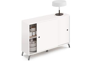 Miroytengo Mueble aparador Kamet 2 Puertas correderas Color Blanco salón Comedor Armario Auxiliar 87x120x40 cm