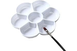 Vommpe Palette de peinture en plastique en forme de prune, 7 emplacements pour aquarelle, peinture acrylique, peinture à l'huile, 17 x 17 x 2 cm