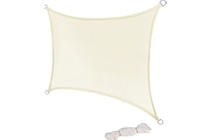 Laneetal Żagiel przeciwsłoneczny 4 x 6 m, prostokątny, 160 g/m², poliester, ochrona przed słońcem, ochrona przed promieniowaniem UV, do ogrodu, na balkon, taras, kremowy