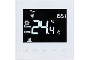 Wengart Underfloor Heating Thermostats Controller 7-day Programmable with LCD Touch Screen WG505,AC230V 16A for Electric Underfloor Heating with 3m Probe Sensor Black