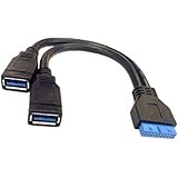 CY Double Port USB 3.0 Femelle à la Carte mère 20 Broches Câble d'en-tête pour Panneau Avant 20 cm