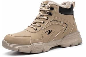 ZSDZSZ Winter Safety Boots Mens Waterproof Work Shoes Women Steel Toe Cap Trainers Warm Fur Lined Safety Shoes