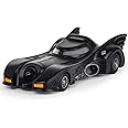 PLUSPOINT Diecast Black Bat Car 1/24 Scale Model, Pull Back Vehicles Alloy Simulation Supercar with Lights and Sound and Smoke Also for Vehicle Dashboard,Kids,Adult (Black Car)