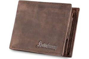 hodalump Echt-Leder Geldbörse • Premium Geldbeutel für Damen und Herren mit RFID-Schutz • Langlebiges Portmonee mit Münzfach • Komfortable Brieftasche in Braun