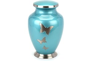 Urns UK Cremation Ashes Taplow Metal Urn, Brass, Teal, 33 x 30 x 15 cm