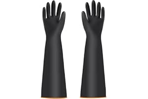 YONG-SHENG Heavy Duty Latex Gloves, Chemical Resistant Gloves, Industrial Gloves, Resist Strong Acid, Alkali and Oil, Rubber Garden Gloves (Thick, 55CM)