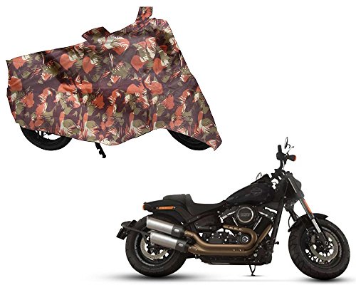 Auto PearlAuto Pearl 100% Water Proof Jungle Print Bike Body Cover with Mirror Pockets Buckle Belt Carry Bag Compatible with - Harley-Davidson Fat Bob