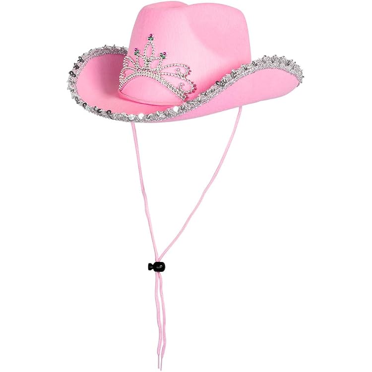 COLOFALLA Pink Cowboy Hut Karneval Hut Pink Herzbrille Cowgirl Hut Westen Cowboy Kostümzubehör Party Hut Brille Geschenk Für Weihnachten Karneval