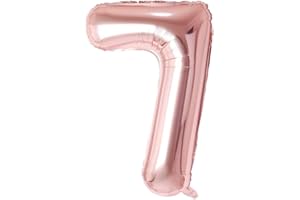 Vthoviwa 40 Zoll/18 Farbens Luftballon Zahlen 7 Rosegolden, Luftballon 7. Geburtstag Foil Ballon, 0123456789,10-19,20-25,30,40,50,60,70,80,90, Folienballon 7 Party Dekoration Helium Unterstützen