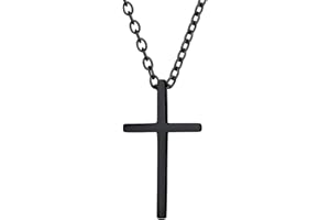 Richsteel Collier Croix Personnalisable Homme Or/Noir/Acier Inoxydable - Pendentif Croix avec Chaîne Réglable - Bijoux Chretienne Catholique Religion Croix pour Hommes Femmes Adolescents