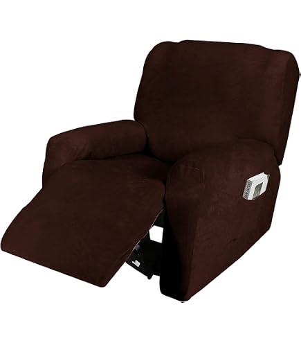 Housse Extensible 4 Pièces Pour Fauteuil Relax électrique - Jacquard, Poches Latérales - Gris Foncé