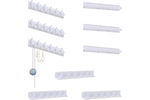 LdawyDE Necklace Hanger, 9 Pcs Necklace Organizer Holder Self-Adhesive Jewelry Earrings Rings Organiser Pendant Bracelets Plastic Storage Shelf Wall Mounted Wardrobe Save Space