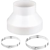 Duct Adapter 150 mm to 100 mm, Reducer Pipe 150 to 100 Universal Exhaust Hood Reducer for Ventilation System with 2 Clamps, A