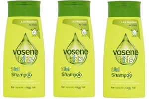 THREE PACKS of Vosene Kids 3 in 1 Conditioning Shampoo Head Lice Repellent, Clear, 750 milliliters